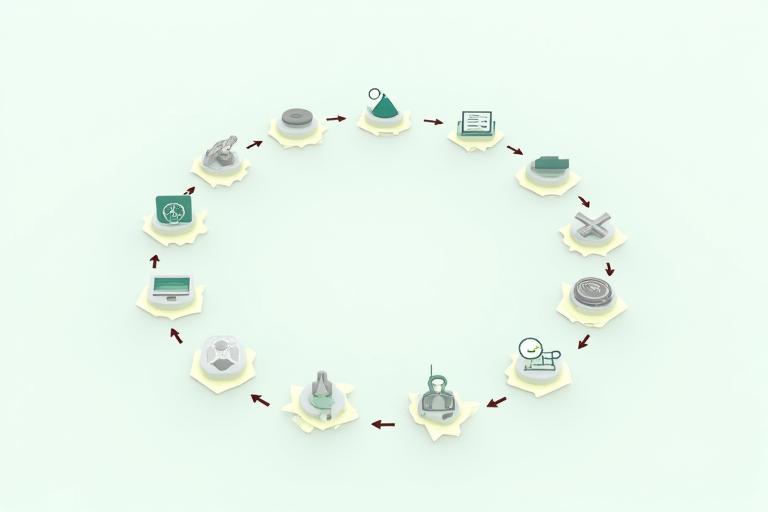 Diagram showing Verdant Bloom Collective's 12-point product review process including research, lab testing, expert analysis, and community feedback.